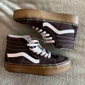 Vans Suede Gum SK-8 Hi Platform 2.0 Gum Chocolate Torte/ White Sneaker Size 6.5
